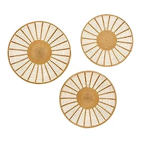 Set of 3 Brown Metal Boho Style Wall Decor 24", 22", 20"