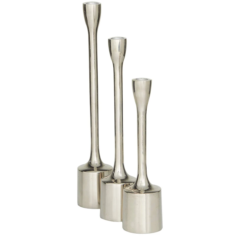 CosmoLiving by Cosmopolitan Silver Aluminum Tapered Candle Holder Set