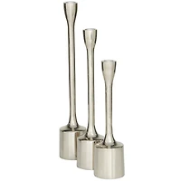 CosmoLiving by Cosmopolitan Silver Aluminum Tapered Candle Holder Set