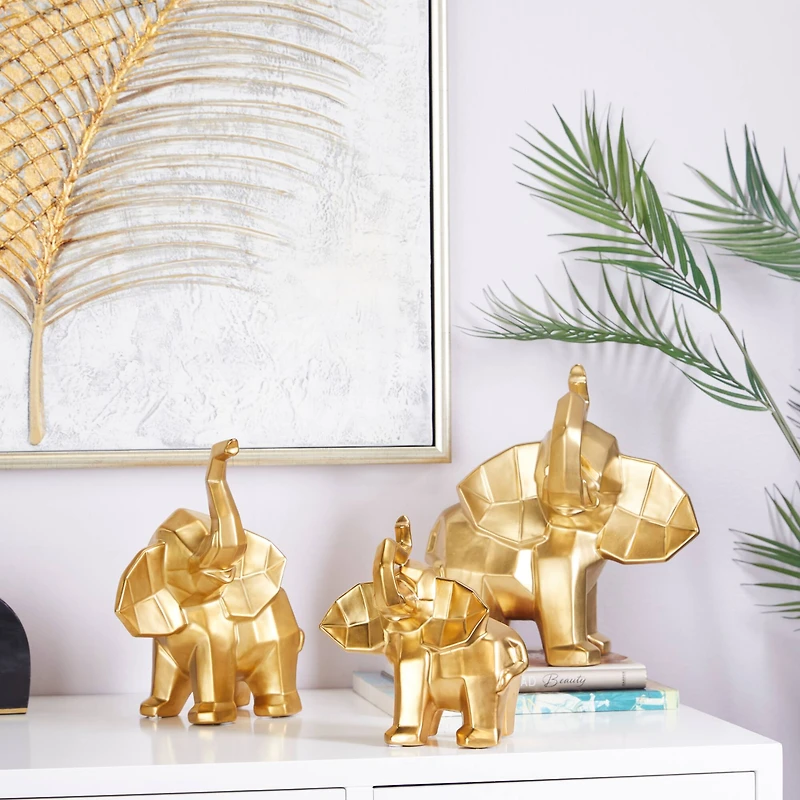 CosmoLiving by Cosmopolitan Gold Glam Elephant Sculpture Set