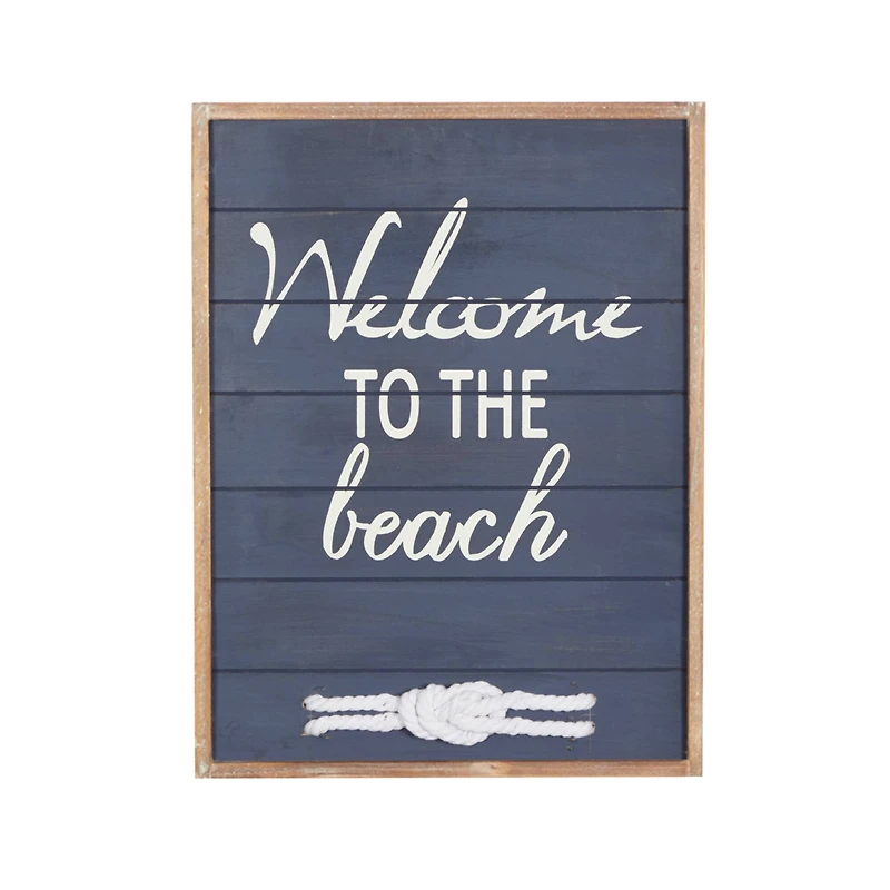 Coastal Blue Wood Welcome to the Beach Sign, 20" x 15" x 2"