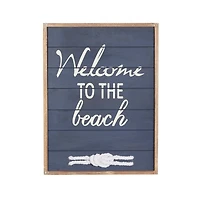 Coastal Blue Wood Welcome to the Beach Sign, 20" x 15" x 2"