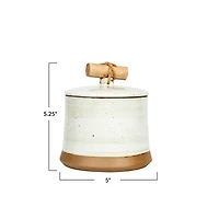 Hello Honey® 5" Beige Reactive Glaze Round Stoneware Canister with Lid