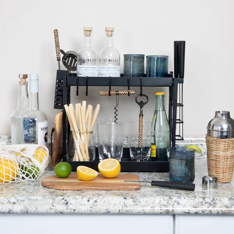 Household Essentials 12" Black Metal 2-Tier Countertop Caddy