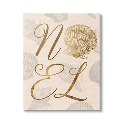 Stupell Industries Noel Holiday Seashell Detail Canvas Wall Art