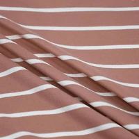 Fabric Merchants White Stripes on Mauve Double Brushed 4-Way Stretch Fabric