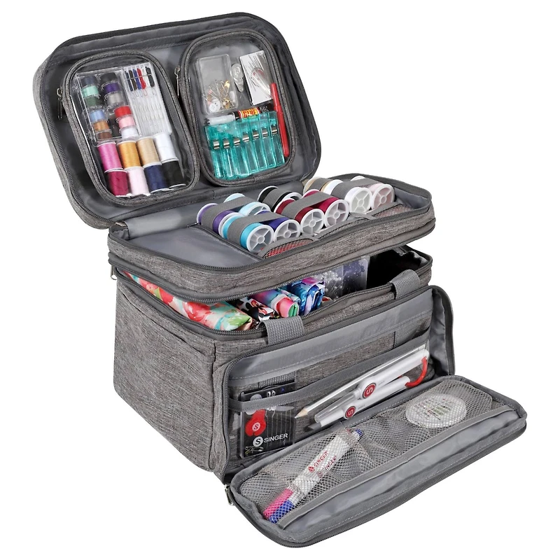 SINGER® Large Gray Collapsible Sewing Supplies Organizer