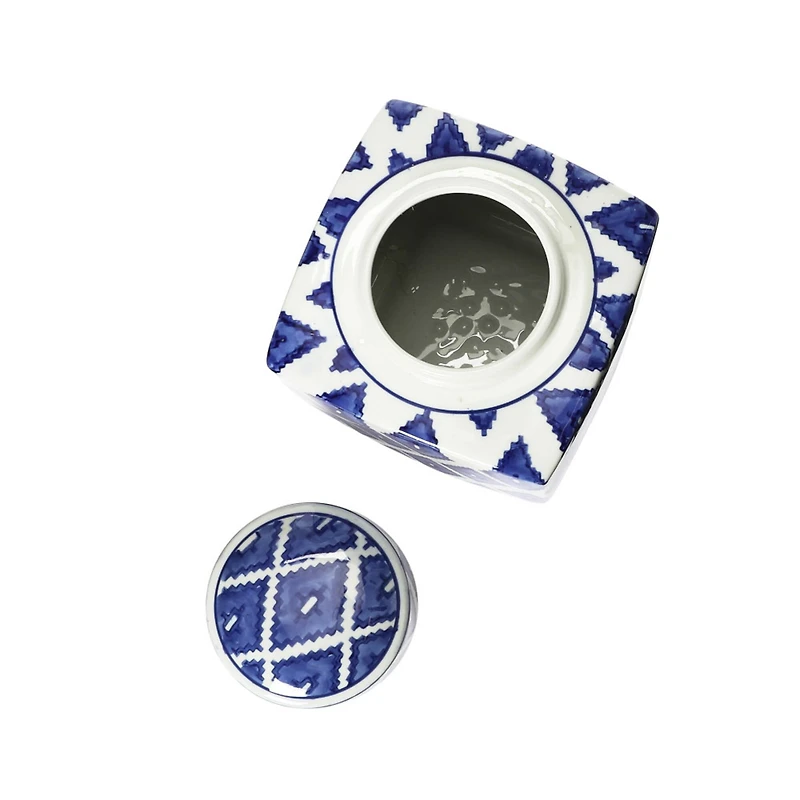 Hello Honey® 8.5" Blue and White Decorative Ginger Jar