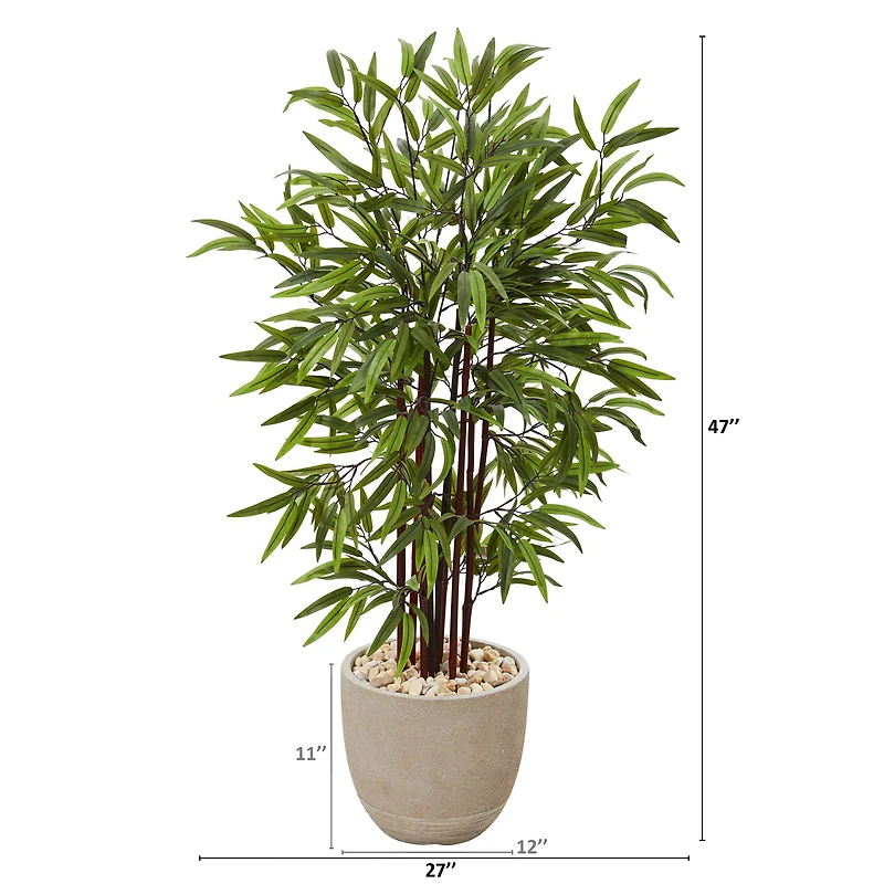 4ft. Bamboo Artificial Tree in Sandstone Planter