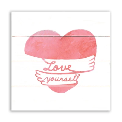Love Yourself Heart Hug Pallet Wood Wall Art