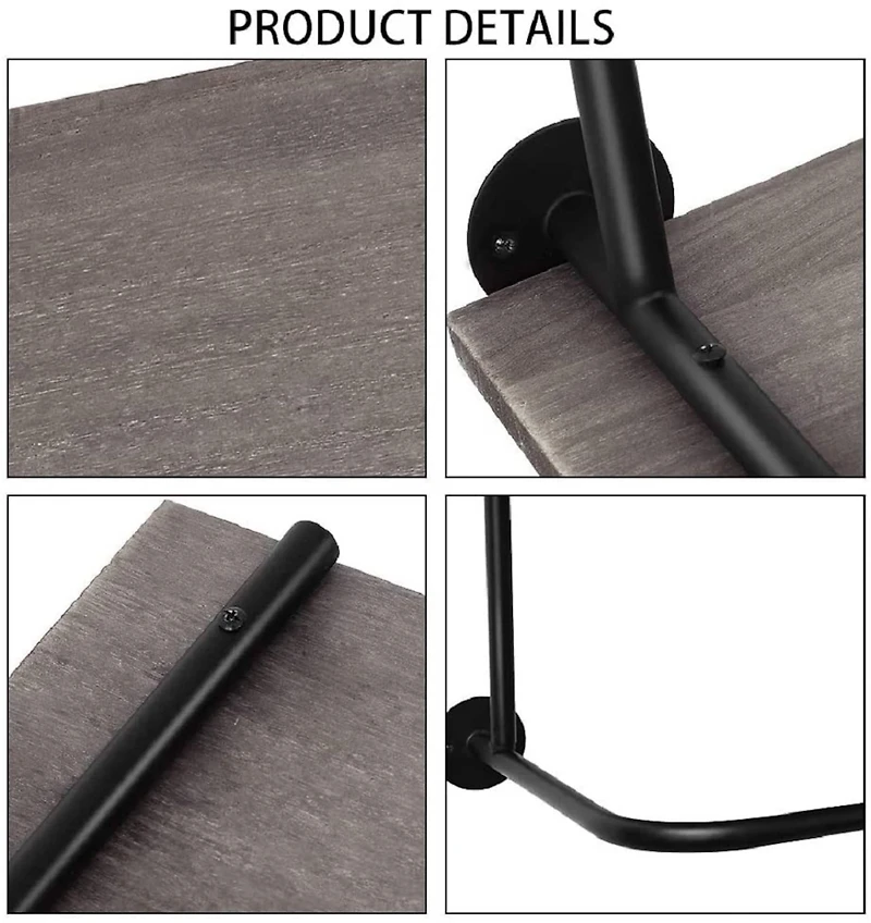 NEX™ Gray Wall Mounted Industrial Rustic Wood & Metal Coat Rack