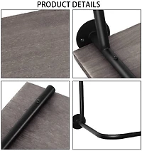 NEX™ Gray Wall Mounted Industrial Rustic Wood & Metal Coat Rack