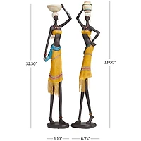 Handmade Polystone African Women Inspired Sculpture Set