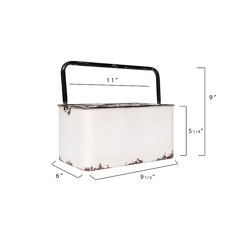 Hello Honey® Distressed White Metal Caddy With 6 Compartments