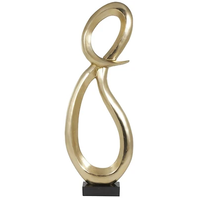 5ft. Gold Abstract Looped Aluminum Floor Sculpture with Black Marble Base