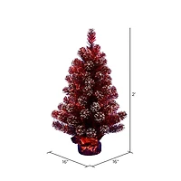 2ft. Unlit Dark Red Tinsel Artificial Christmas Tree