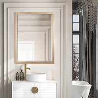 Brushed Brass/Chrome Metal Framed Beveled Edge Wall Mirror - 30" x 40"