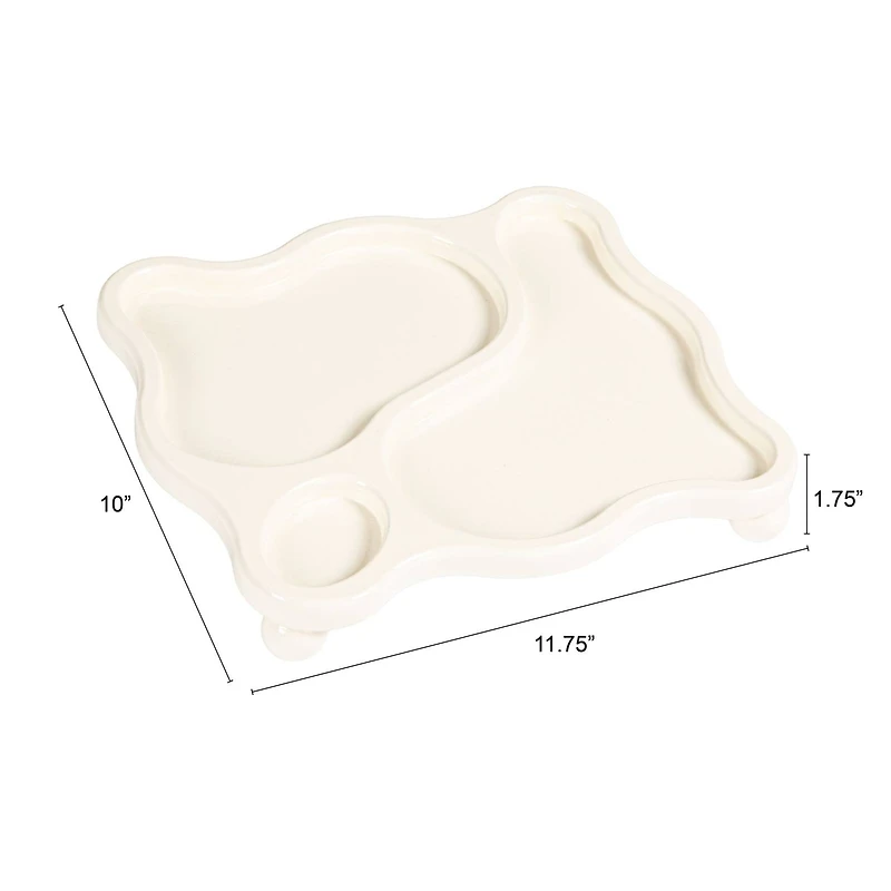Hello Honey® White Decorative Footed Wood Tray with 3 Sections