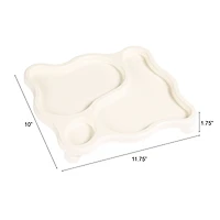 Hello Honey® White Decorative Footed Wood Tray with 3 Sections