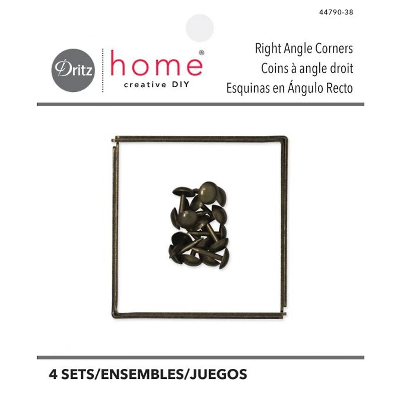 Dritz Home® Small Antique Brass Campaign Textured Right Angles, 4ct.