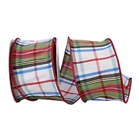 JAM Paper 2.5" x 10yd. Dupioni Wired Edge Stewards Plaid Ribbon