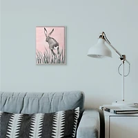 Stupell Industries Bunny Rabbit Jump Grass Wall Art in Gray Frame