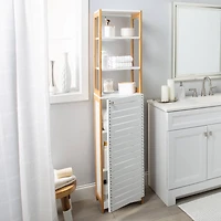 Organize It All Rendition 68" White 6-Shelf Bamboo High Cabinet