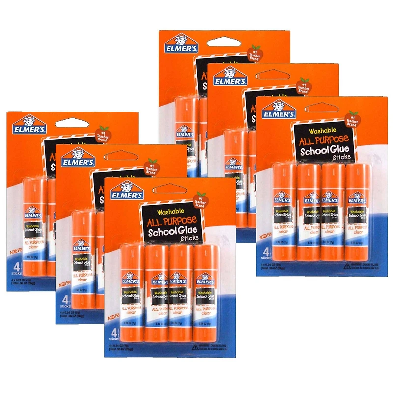 Elmer's® All Purpose Washable School Glue Sticks, 6 Packs of 4