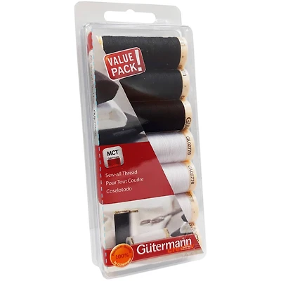Gütermann Black & White Cotton Sew-All Thread Set, 7ct.