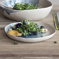 Hello Honey® 8.5" Blue & Cream Crackle Glaze Stoneware Plate, 2ct.