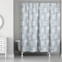 Blue Snowflake Pattern 71" x 74" Shower Curtain