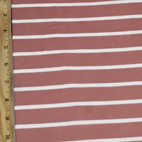 Fabric Merchants White Stripes on Mauve Double Brushed 4-Way Stretch Fabric