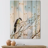 Designart - Bird On Old Bare Tree With Blue Cloudy Sky