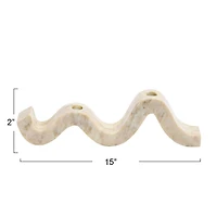 Hello Honey® 14.5" Beige Modern Marble and Brass Wave Double Taper Holder