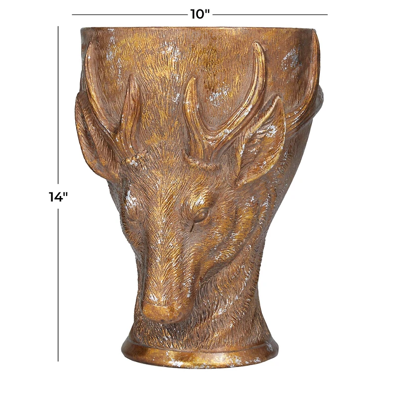 Bronze Polystone Traditional Planter, 14" x 10" x 10"
