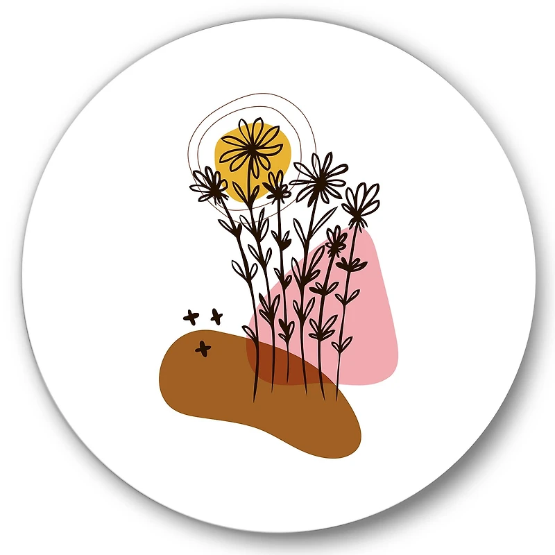 Designart - Elementary Shapes With Abstract Flowers Plants I