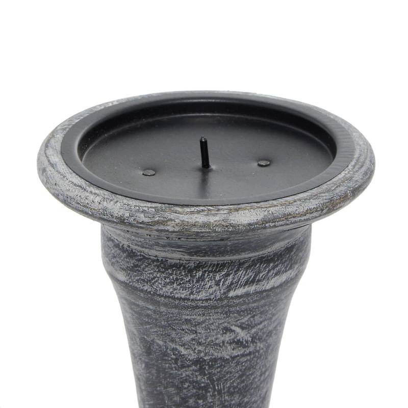 Black Mango Wood Traditional Candle Holder Set