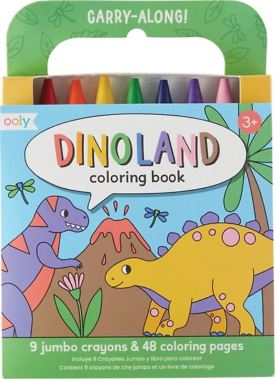 OOLY Dinoland Carry Along Crayon & Coloring Book Kit, 10ct.