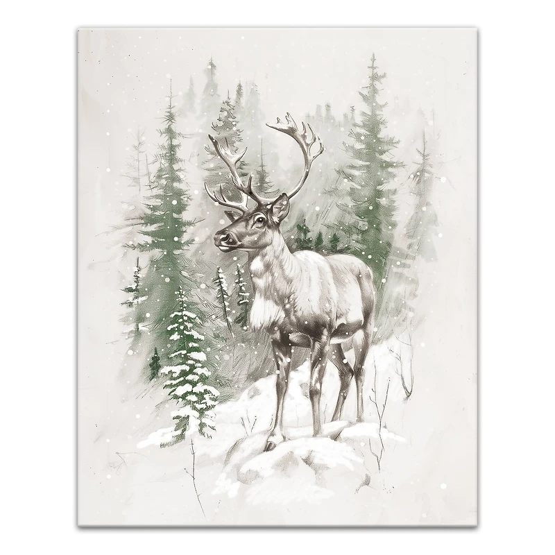 Winter Reindeer 16" x 20" Canvas Wall Art