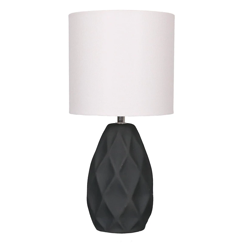 14.5" Gray Ceramic Table Lamp with White Fabric Shade by Ashland®