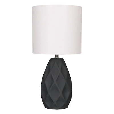 14.5" Gray Ceramic Table Lamp with White Fabric Shade by Ashland®