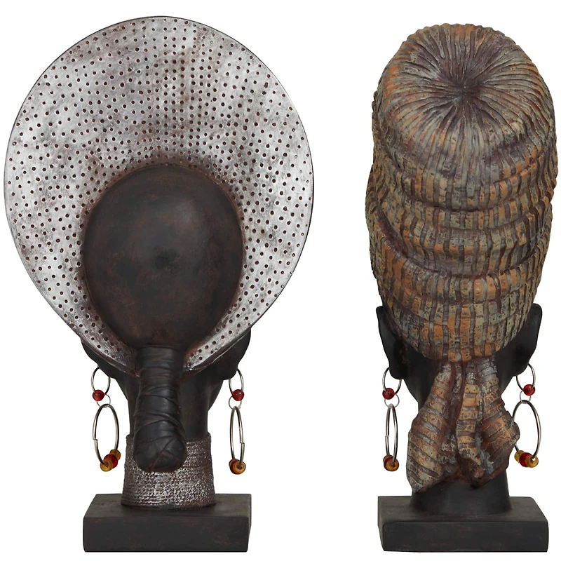 Black Polystone African Inspired Women Sculpture Set