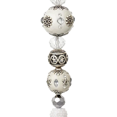 Vintage Shimmer White & Silver Strung Beads By Bead Landing™