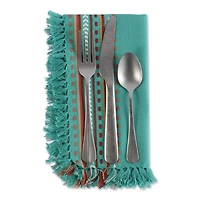 DII® Agate Blue Hacienda Stripe Fringed Cloth Dinner Napkins, 6ct.