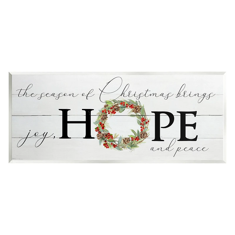 Stupell Industries Joy, Hope & Peace Christmas Wreath Wall Art