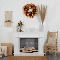 26" Fall Pumpkin, Gourd, Pinecone & Maple Leaf Wreath