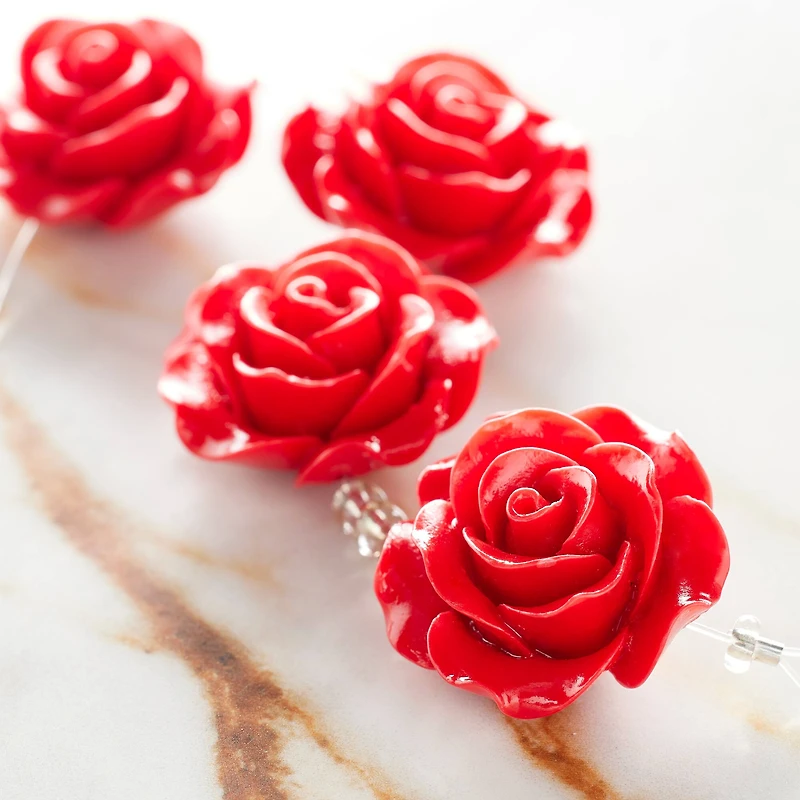 Red Flower Quartzite Beads, 24mm by Bead Landing™