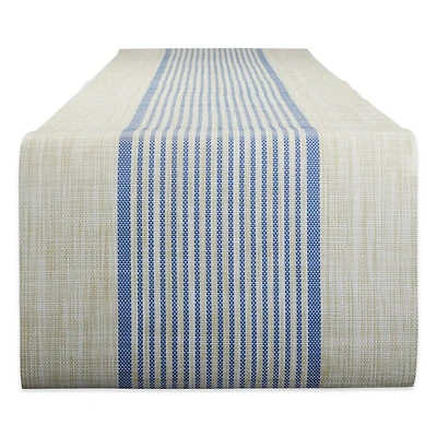 DII® 72" French Blue Middle Stripe PVC Woven Table Runner