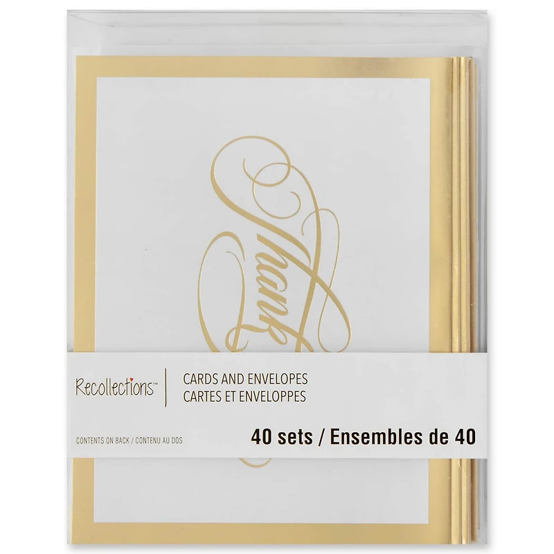Gold Thank You Cards & Envelopes by Recollections™, 4.25" x 5.5"