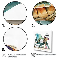 Designart 'Turtle Laying On A Beach Chair With Sunglasses I' Animals Framed Canvas Wall Art